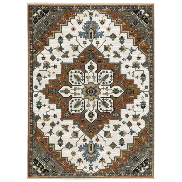 Oriental Weavers Sphinx KEIRA KEI03 Rust Medallion Rugs - main flat