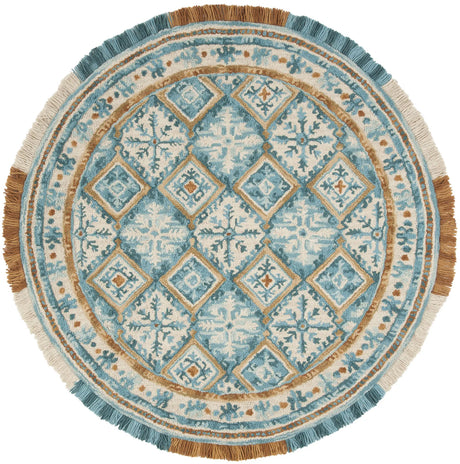 Safavieh Blossom 6'-0" x 6'-0" Rug in Ivory / Teal