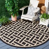 Safavieh Courtyard 6'-7" x 6'-7" Rug in Black / Light Beige