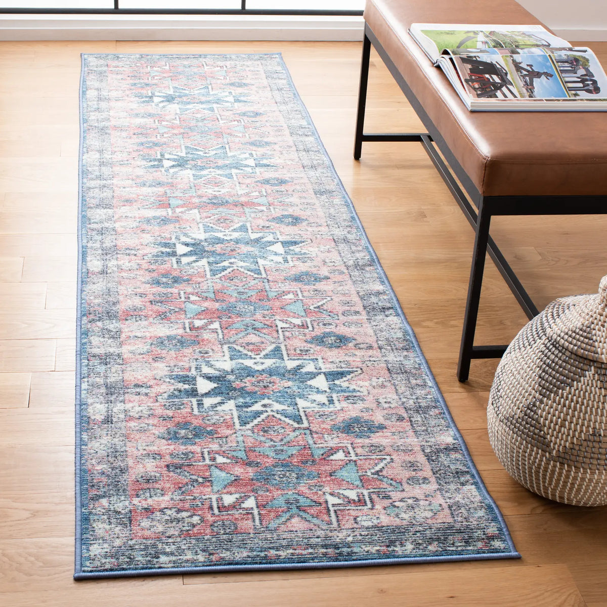 Safavieh Journey 2'-2" x 9'-0" Rug in Pink / Blue