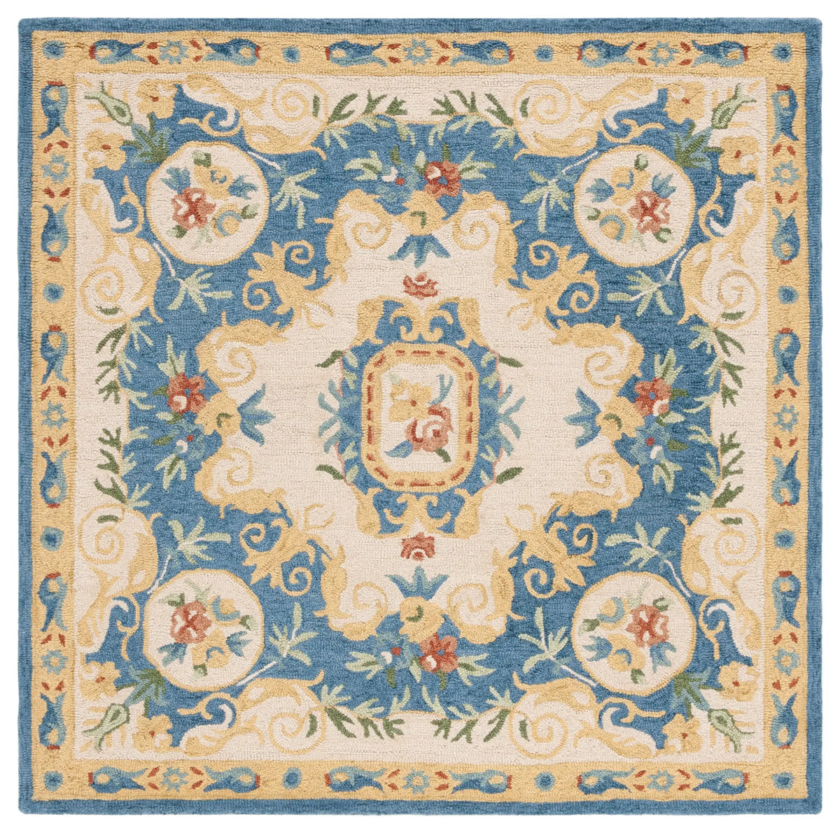 Safavieh Micro-Loop 5'-0" x 5'-0" Rug in Cream / Blue
