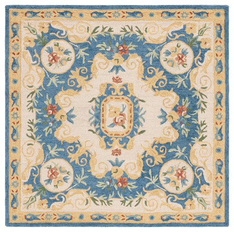Safavieh Micro-Loop 5'-0" x 5'-0" Rug in Cream / Blue