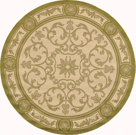Safavieh Courtyard 5'-3" x 5'-3" Rug in Natural / Olive