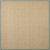 Safavieh Natural Fiber 8'-0" x 8'-0" Rug in Natural / Dusty Teal Blue
