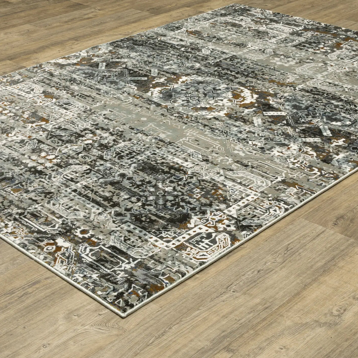 Oriental Weavers Gemini 2060V Charcoal/ Multi Rug - angle detail