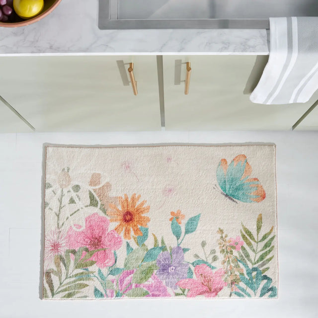 Safavieh Door And Kitchen Mat 2'-3" x 3'-9" Rug in Ivory / Pink