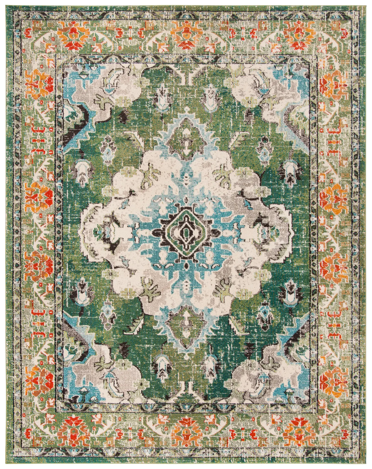 Safavieh Monaco 10'-0" x 14'-0" Rug in Forest Green / Light Blue