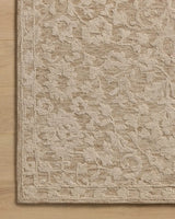 Loloi Prudence PRU-01 Clay / Ivory Hand Tufted Rug - corner on wood