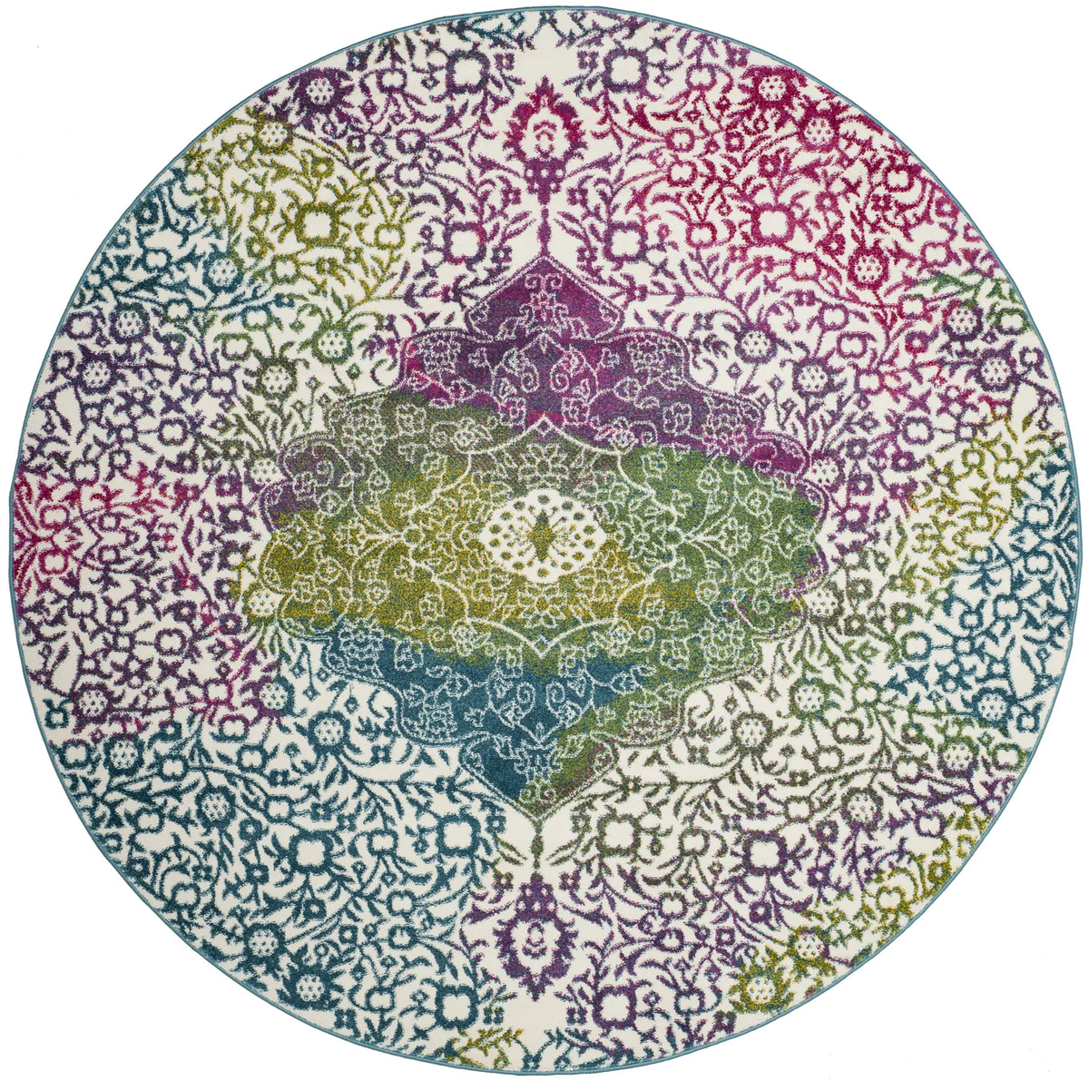 Safavieh Watercolor 5'-3" x 5'-3" Rug in Ivory / Fuchsia