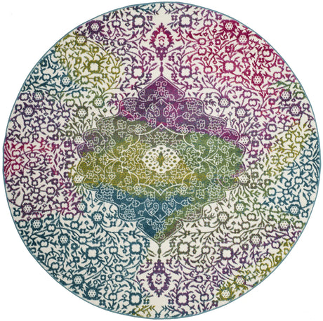 Safavieh Watercolor 5'-3" x 5'-3" Rug in Ivory / Fuchsia
