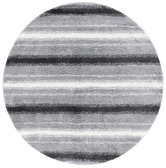 Safavieh Border & Stripe Shag 200 6'-7" x 6'-7" Rug in Grey / Black