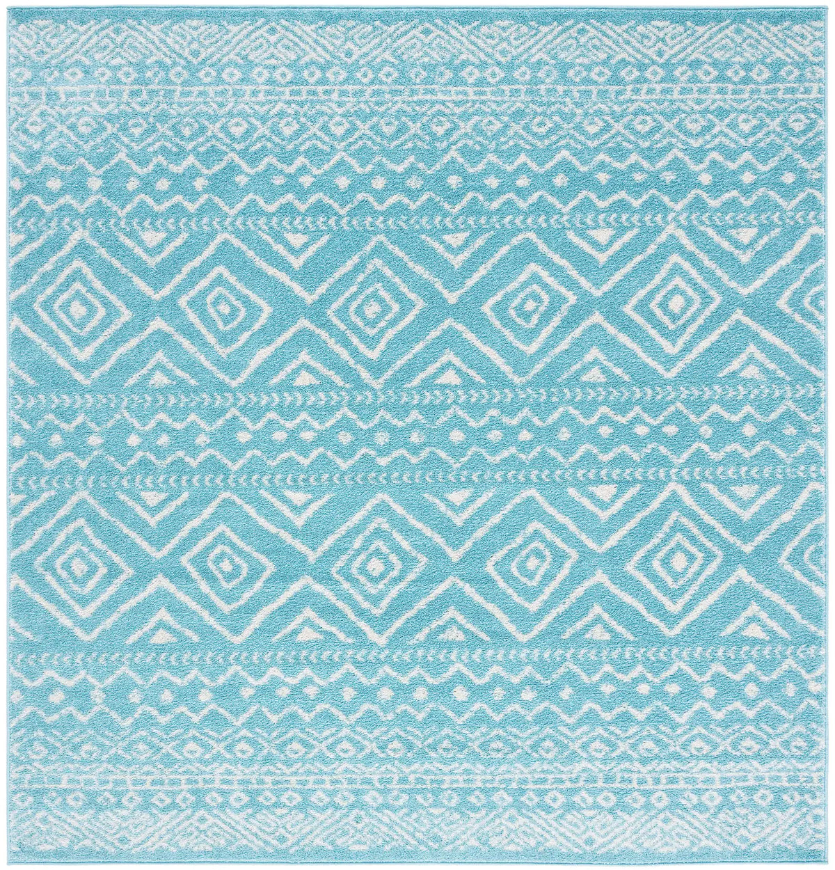 Safavieh Tulum 6'-7" x 6'-7" Rug in Turquoise / Ivory