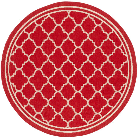 Safavieh Courtyard 5'-3" x 5'-3" Rug in Red / Bone