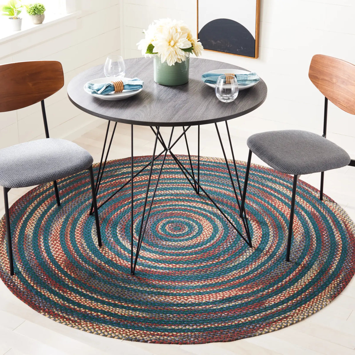Safavieh Braided 5'-0" x 5'-0" Rug in Blue / Green