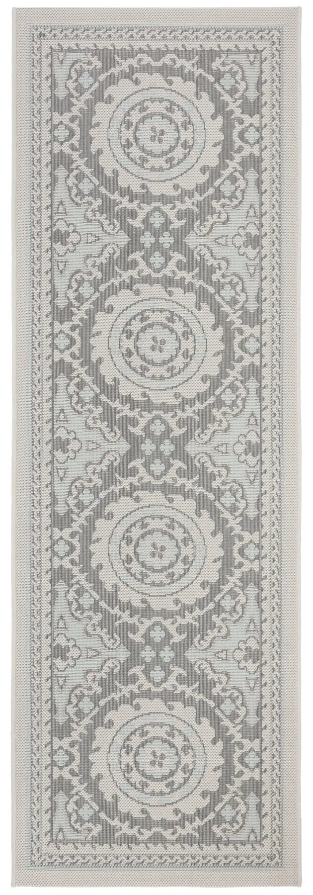 Safavieh Courtyard 2'-3" x 6'-7" Rug in Light Grey / Anthracite