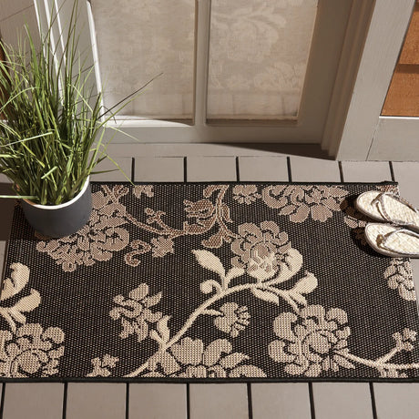 Safavieh Courtyard 2'-0" x 3'-7" Rug in Black Natural / Brown