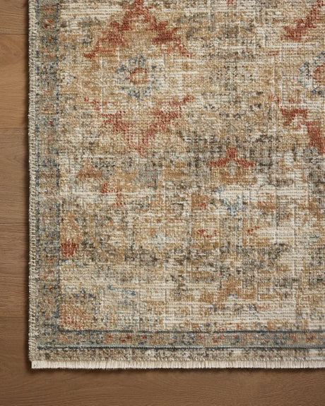 Loloi Heritage Her-10 Grey/Sunset Rug - corner on wood