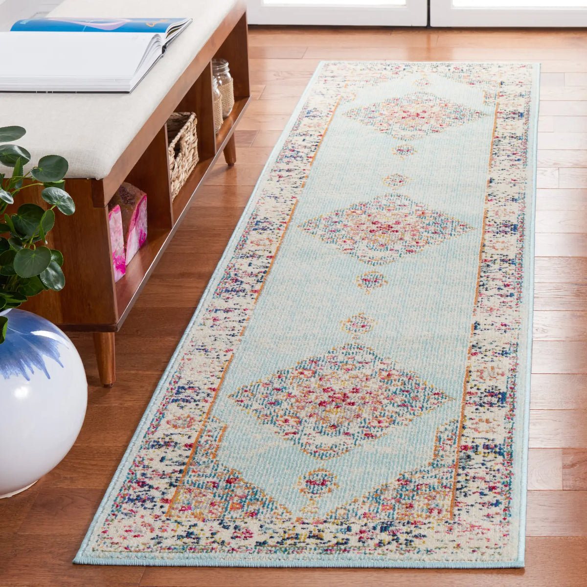 Safavieh Monaco 2'-2" x 8'-0" Rug in Ivory / Turquoise