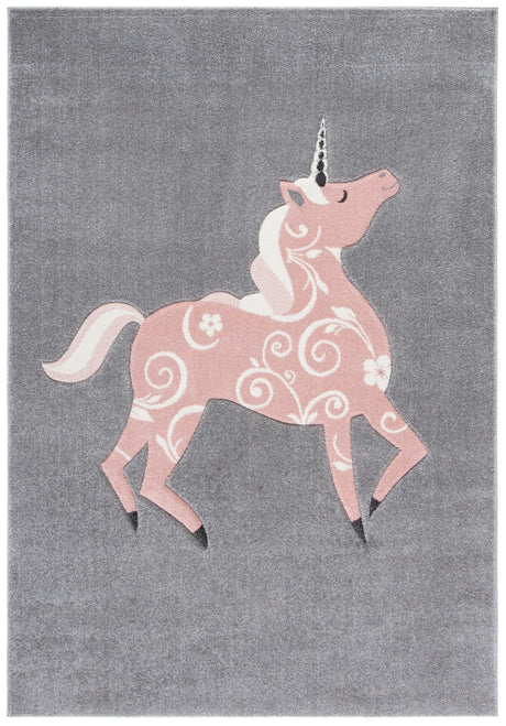 Safavieh Carousel Kids 100 4'-0" x 6'-0" Rug in Grey / Pink