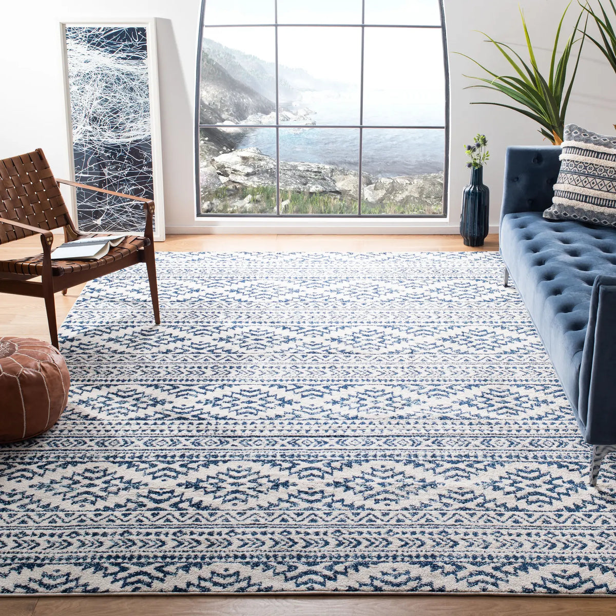 Safavieh Tulum 10'-0" x 13'-0" Rug in Ivory / Navy