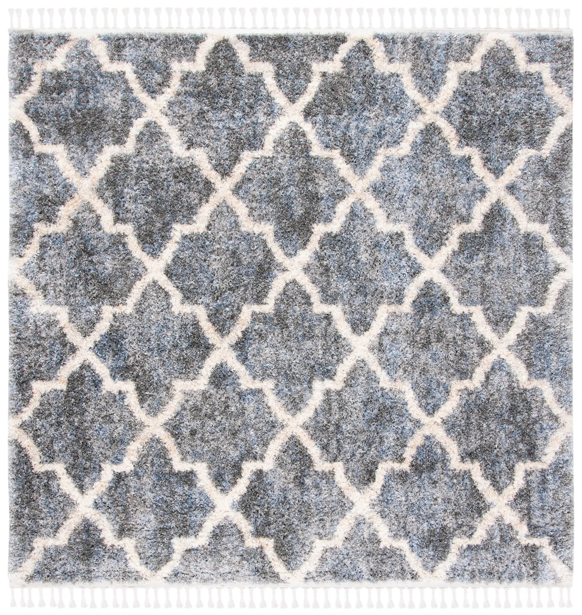 Safavieh Berber Fringe Shag 6'-7" x 6'-7" Rug in Grey / Cream