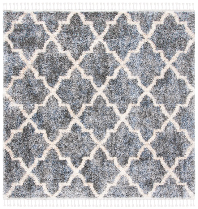 Safavieh Berber Fringe Shag 6'-7" x 6'-7" Rug in Grey / Cream