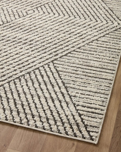 Loloi Fabian Fab-06 Charcoal/Ivory Rug - angled corner on wood