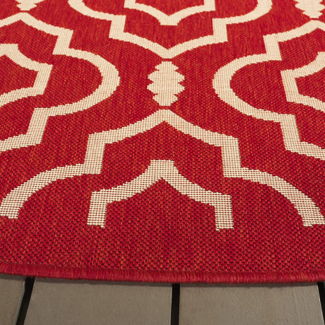 Safavieh Courtyard 7'-10" x 7'-10" Rug in Red / Bone