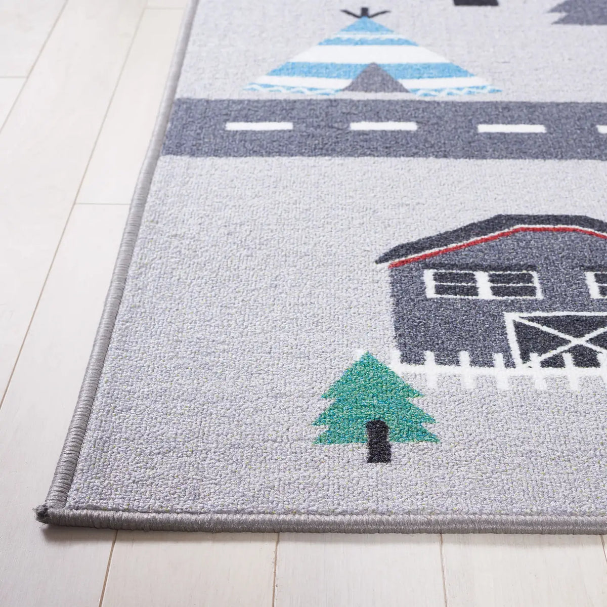 Safavieh Kids Playhouse 200 4'-4" x 6'-0" Rug in Grey / Pink