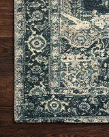 Loloi Mika Mik-01 Dk Blue / Dk Blue Rugs - corner on wood