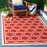 Safavieh Courtyard 4'-0" x 5'-7" Rug in Red / Bone