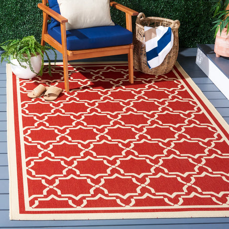 Safavieh Courtyard 4'-0" x 5'-7" Rug in Red / Bone