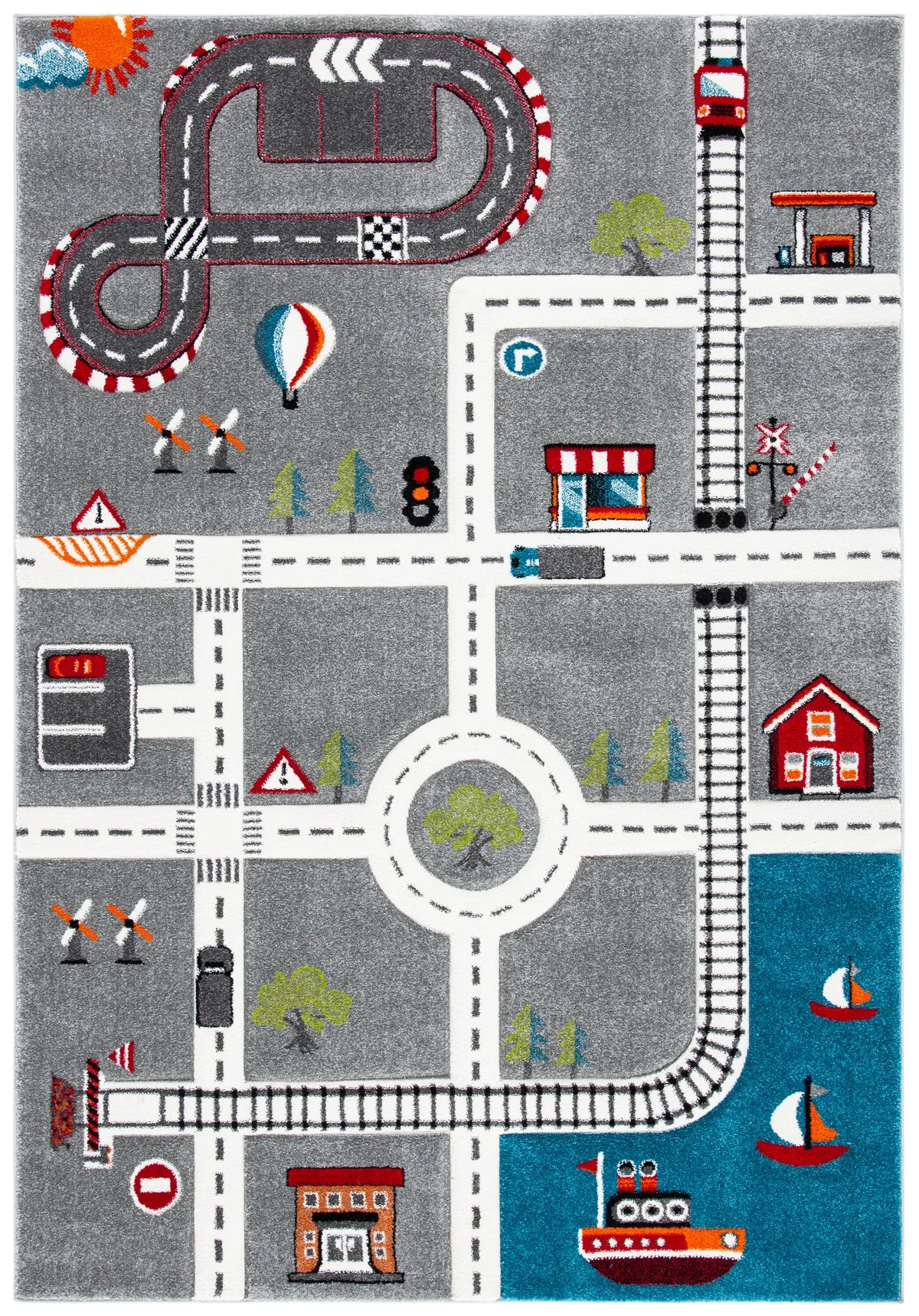 Safavieh Carousel Kids 100 4'-0" x 6'-0" Rug in Grey / Ivory