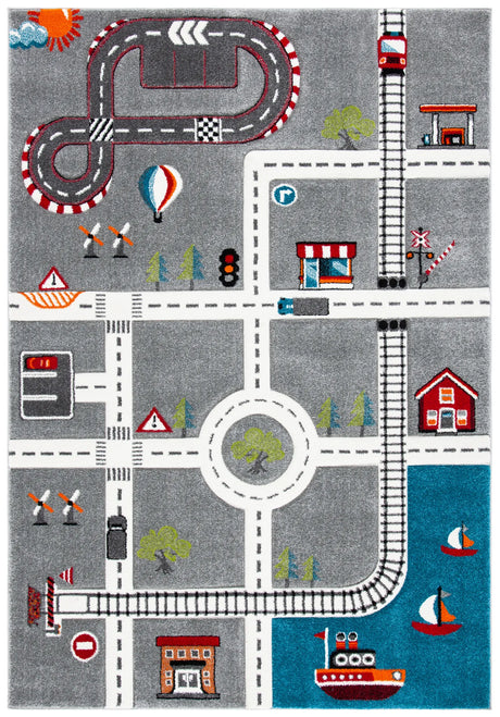 Safavieh Carousel Kids 100 4'-0" x 6'-0" Rug in Grey / Ivory