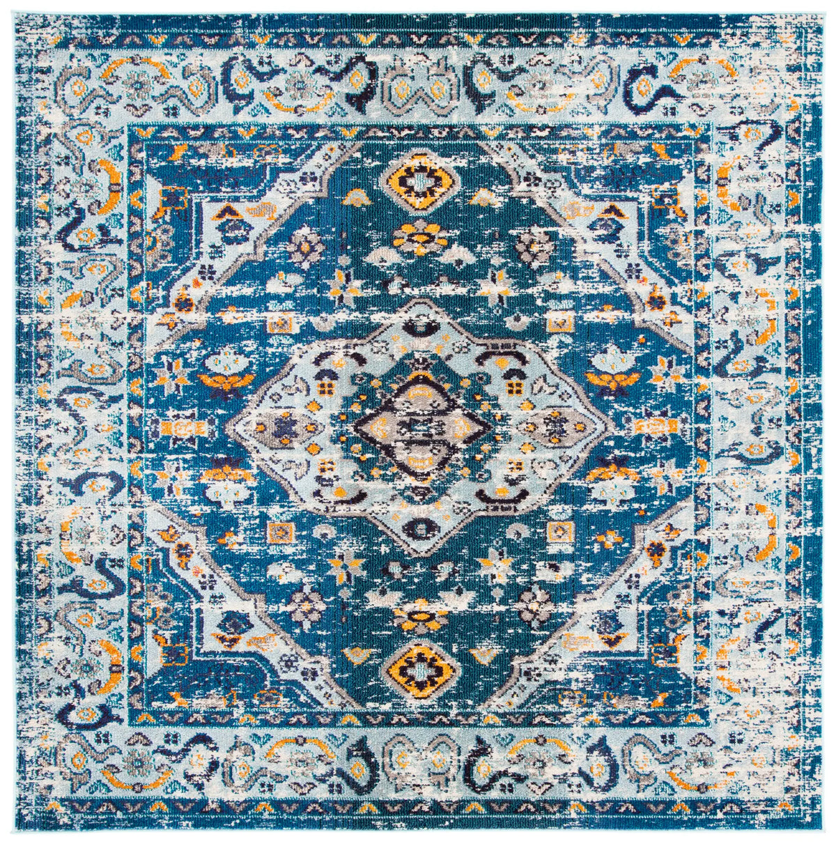 Safavieh Madison 6'-7" x 6'-7" Rug in Dark Blue / Light Blue
