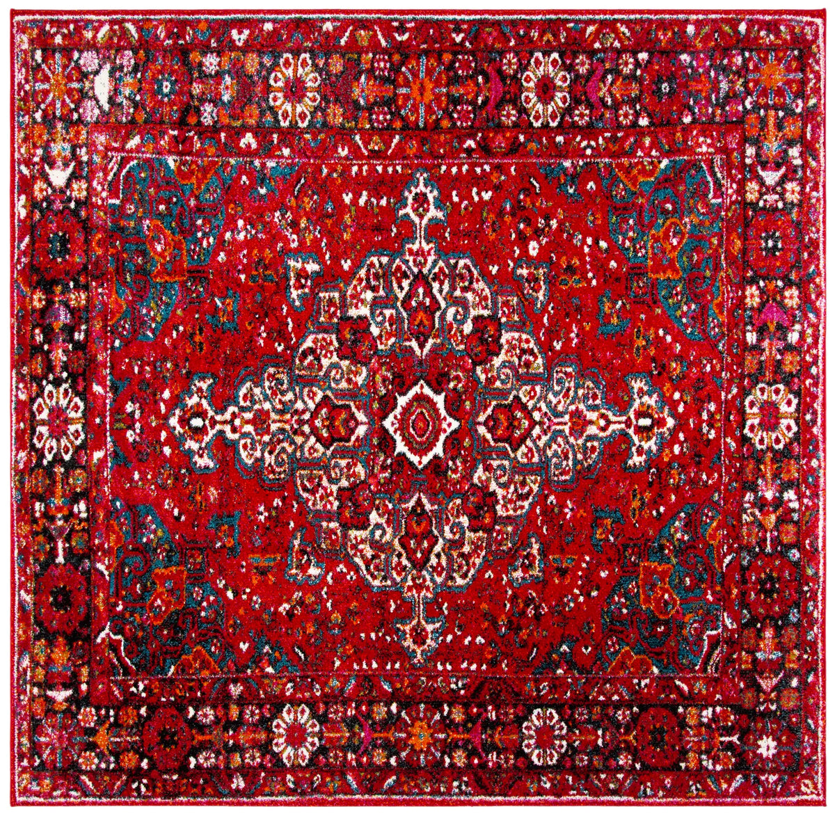Safavieh Vintage Hamadan 6'-7" x 6'-7" Rug in Red / Multi