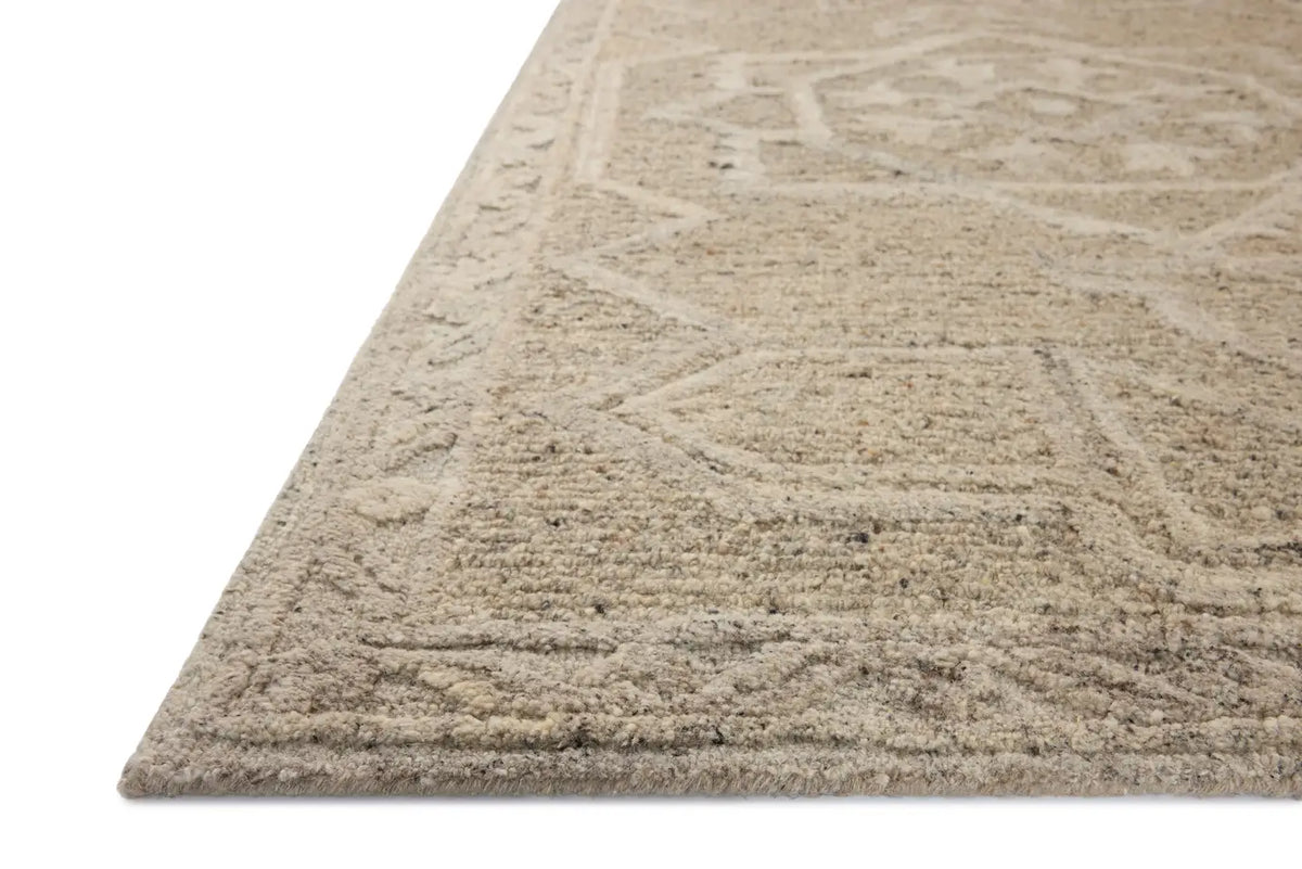 Loloi Mabel MBL-01 Traditional Hand Tufted Pebble, Mist Rug - rug corner