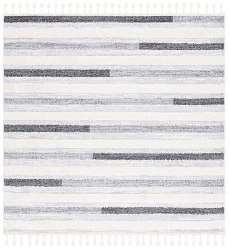 Safavieh Moroccan Tassel Shag 6'-7" x 6'-7" Rug in Ivory / Grey