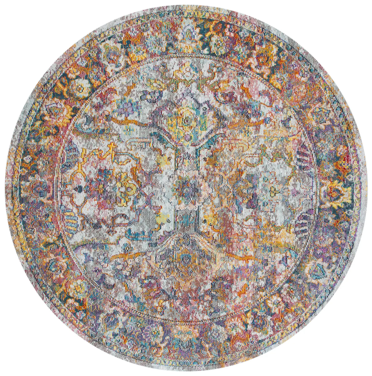 Safavieh Crystal 7'-0" x 7'-0" Rug in Light Blue / Orange