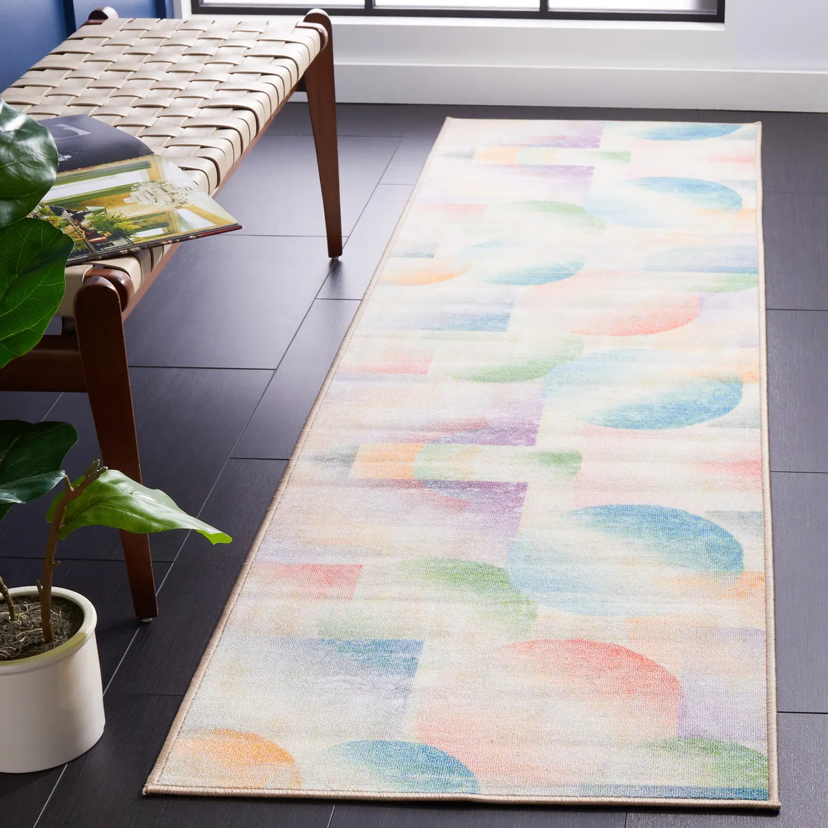 Safavieh Paint Brush 2'-2" x 8'-0" Rug in Blue / Purple