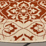 Safavieh Courtyard 5'-3" x 5'-3" Rug in Red / Creme