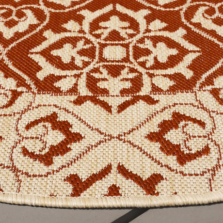 Safavieh Courtyard 5'-3" x 5'-3" Rug in Red / Creme