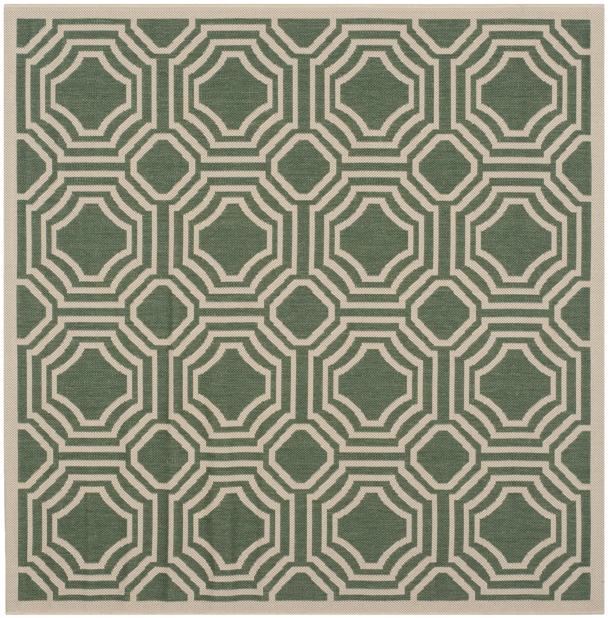 Safavieh Courtyard 5'-3" x 5'-3" Rug in Dark Green / Beige