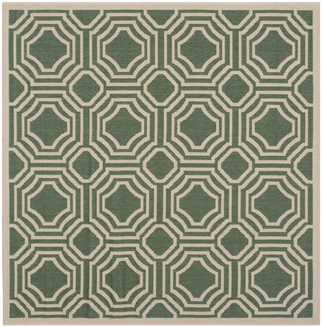 Safavieh Courtyard 5'-3" x 5'-3" Rug in Dark Green / Beige