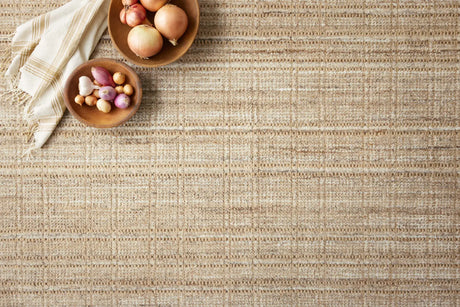 Loloi Jamie Jem-01 Natural/Sand Rug - styled aerial 1