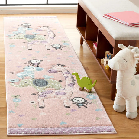 Safavieh Carousel Kids 100 2'-0" x 8'-0" Rug in Blush Pink