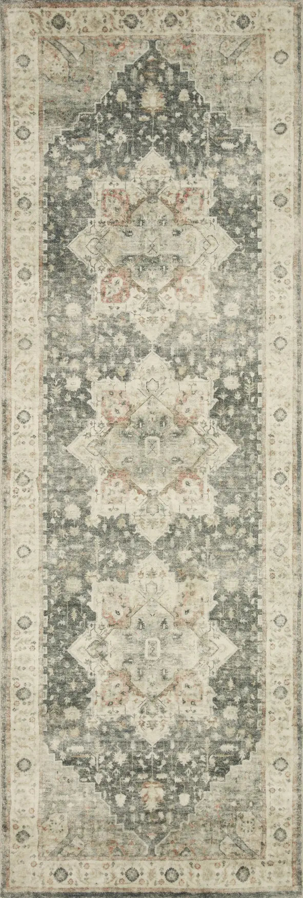 Loloi Rosette Ros-09 Slate/Ivory Rugs - runner flat