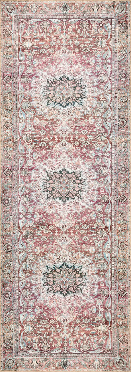Loloi Wynter Wyn-05 Tomato/Teal Rugs - runner flat