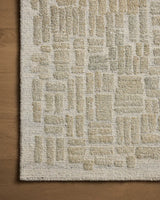 Loloi Elias Ela-01 Pebble/Sage Rug - corner on wood