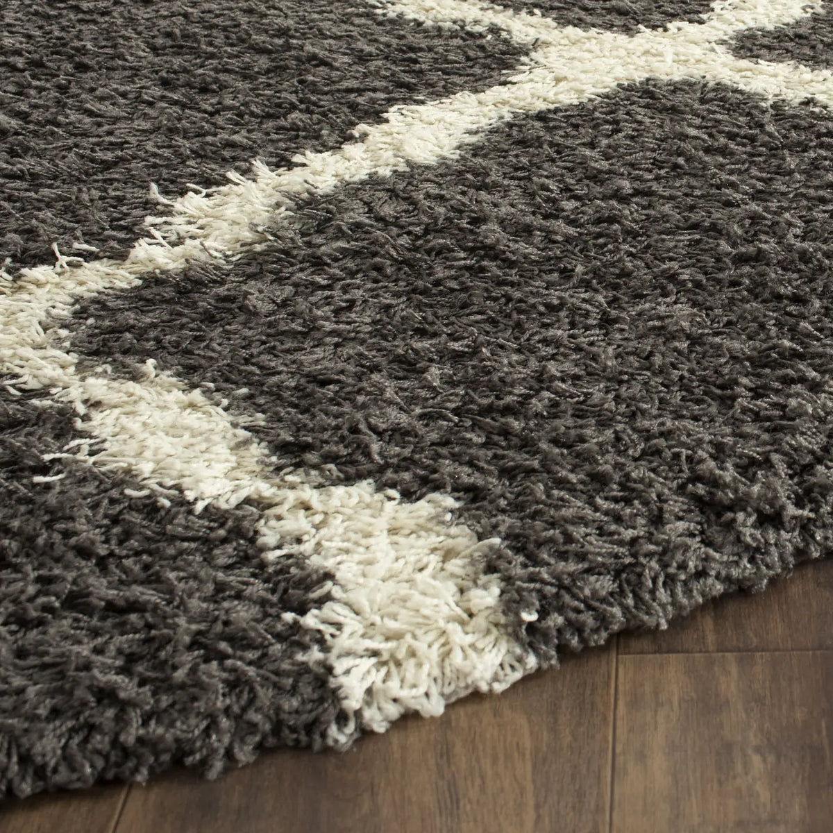 Safavieh Sgd-Dallas Shag 6'-0" x 6'-0" Rug in Dark Grey / Ivory